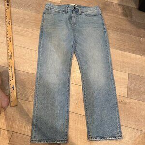 Madewell Mens Light Wash Straight-Leg Denim Jeans W33 L30 Slim Cotton Blend